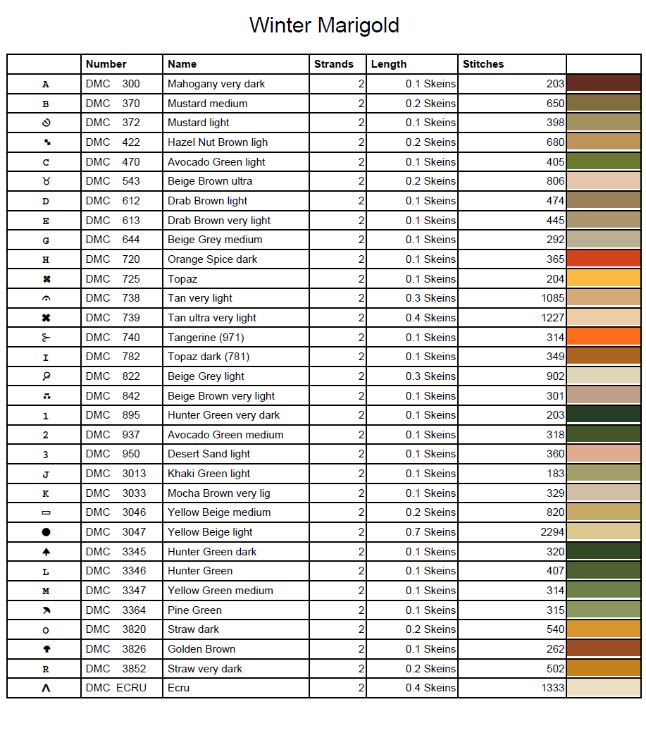 Stitching Jules Design Cross Stitch Pattern Winter Marigold Flower Floral Full Coverage Counted Cross-Stitch Pattern (Digital Download)