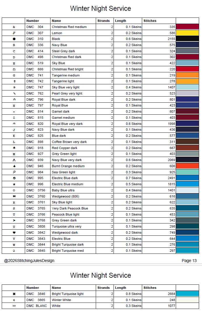 Stitching Jules Design Cross Stitch Pattern Winter Night Church Full Coverage Counted Cross-Stitch Pattern (Digital Pattern)