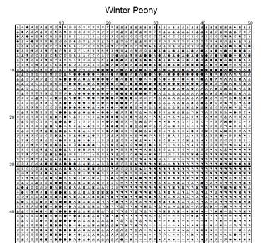 Stitching Jules Design Cross Stitch Pattern Winter Peony Flower Full Coverage Counted Cross-Stitch Pattern (Digital Download)