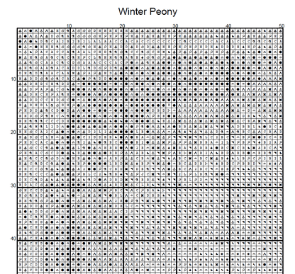 Stitching Jules Design Cross Stitch Pattern Winter Peony Flower Full Coverage Counted Cross-Stitch Pattern (Digital Download)