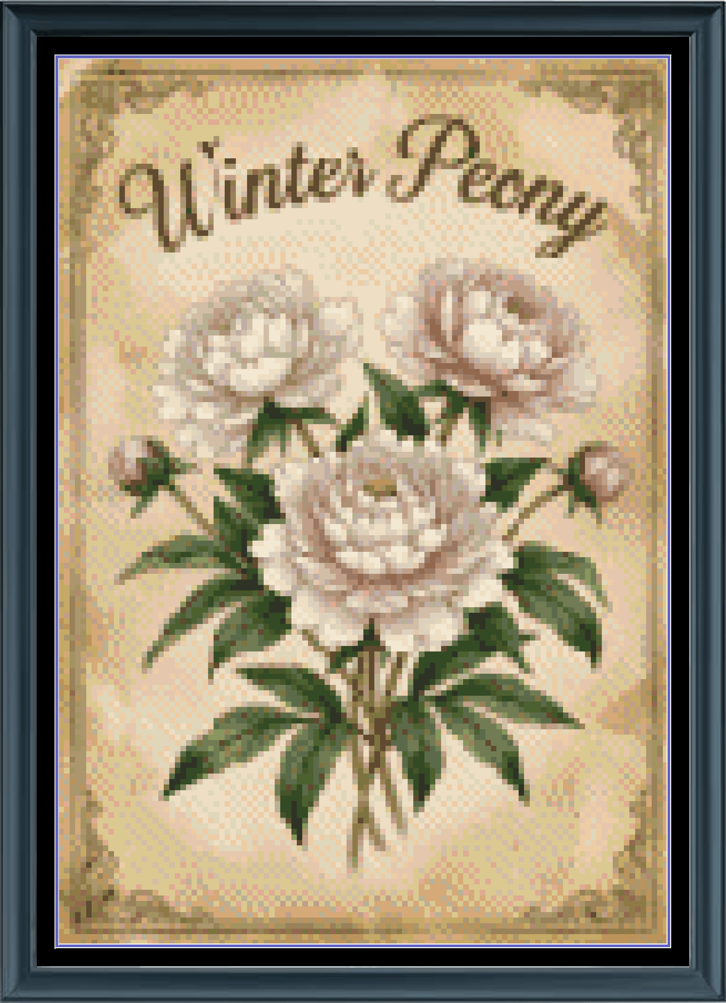 Stitching Jules Design Cross Stitch Pattern Winter Peony Flower Full Coverage Counted Cross-Stitch Pattern (Digital Download)