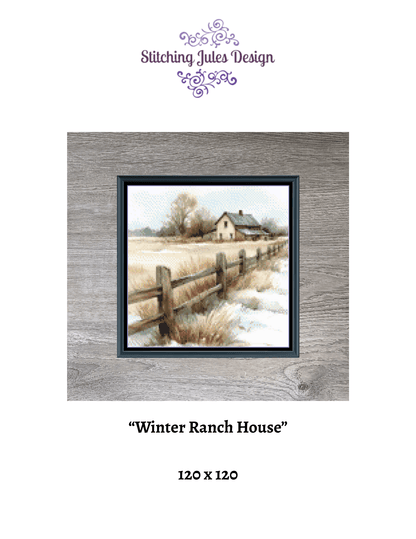 Stitching Jules Design Cross Stitch Pattern Winter Ranch House Farm Full Coverage Mini Counted Cross-Stitch Pattern (Digital Download)