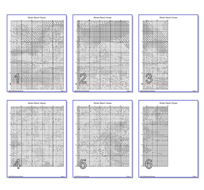 Stitching Jules Design Cross Stitch Pattern Winter Ranch House Farm Full Coverage Mini Counted Cross-Stitch Pattern (Digital Download)