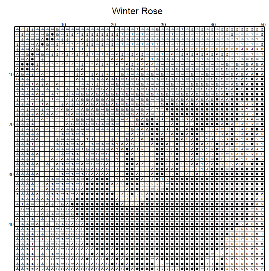 Stitching Jules Design Cross Stitch Pattern Winter Rose Flower Full Coverage Counted Cross-Stitch Pattern (Digital Download)