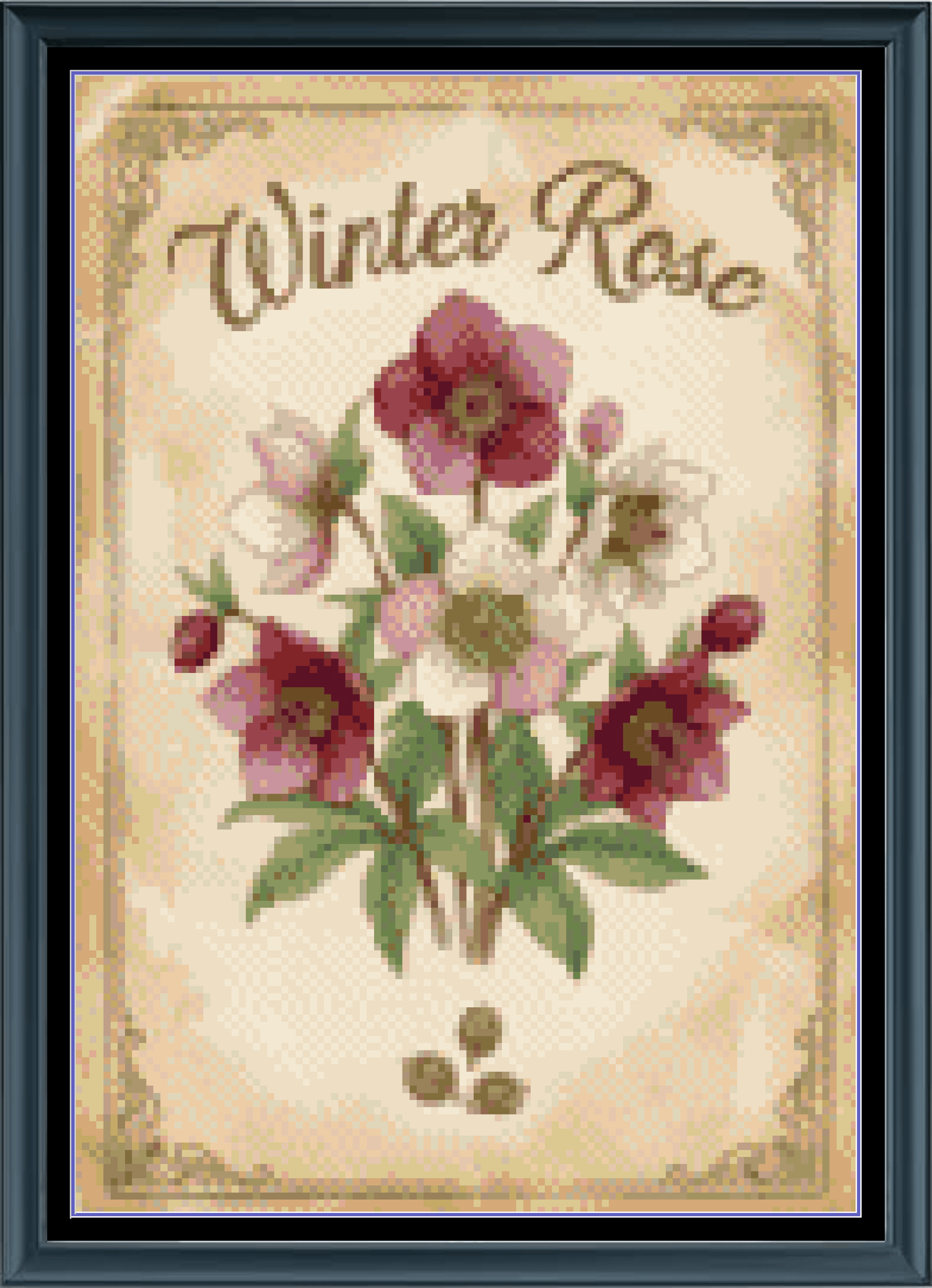 Stitching Jules Design Cross Stitch Pattern Winter Rose Flower Full Coverage Counted Cross-Stitch Pattern (Digital Download)