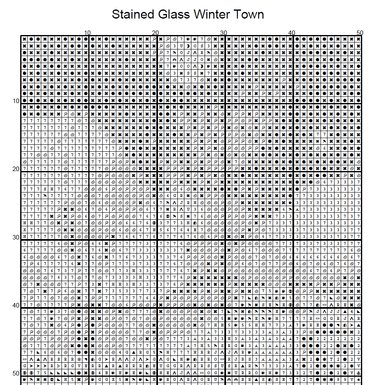 Stitching Jules Design Cross Stitch Pattern Winter Town Village Stained Glass Full Coverage Counted Cross-Stitch Pattern (Digital Download)