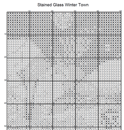 Stitching Jules Design Cross Stitch Pattern Winter Town Village Stained Glass Full Coverage Counted Cross-Stitch Pattern (Digital Download)