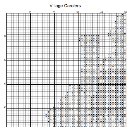 Stitching Jules Design Cross Stitch Pattern Winter Village Christmas Carolers Counted Cross-Stitch Pattern (Digital Download)
