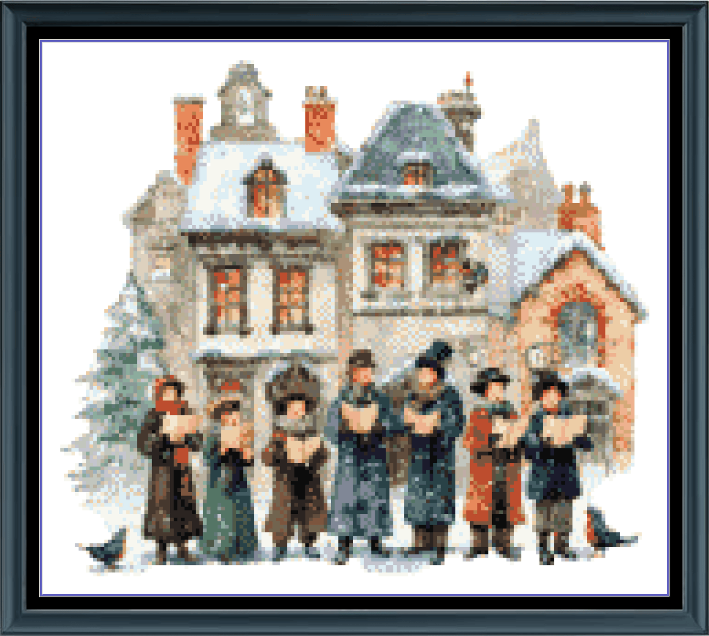 Stitching Jules Design Cross Stitch Pattern Winter Village Christmas Carolers Counted Cross-Stitch Pattern (Digital Download)