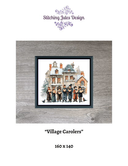 Stitching Jules Design Cross Stitch Pattern Winter Village Christmas Carolers Counted Cross-Stitch Pattern (Digital Download)