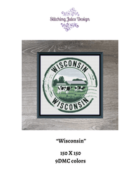 Thumbnail for Stitching Jules Design Cross Stitch Pattern Wisconsin US State Counted Cross Stitch Pattern | Instant Download PDF