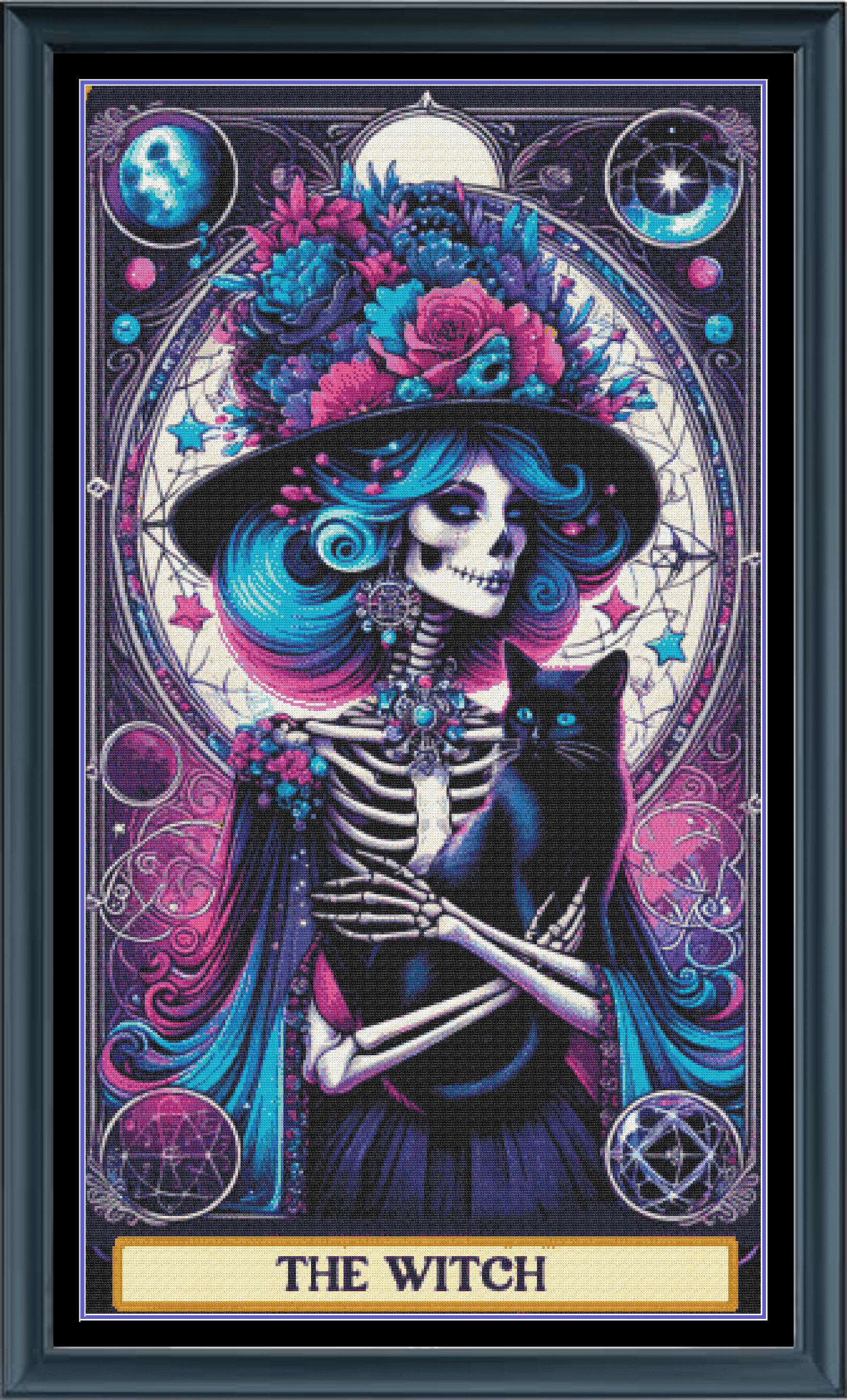 Stitching Jules Design Cross Stitch Pattern Witch Tarot Card Spooky Halloween Large Full Coverage Counted Cross Stitch Pattern (Digital Download)