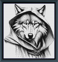 Thumbnail for Stitching Jules Design Cross Stitch Pattern Wolf in Disguise Monochrome