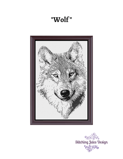 Stitching Jules Design Cross Stitch Pattern Wolf Monochromatic Cross Stitch Digital Downloadable Pattern