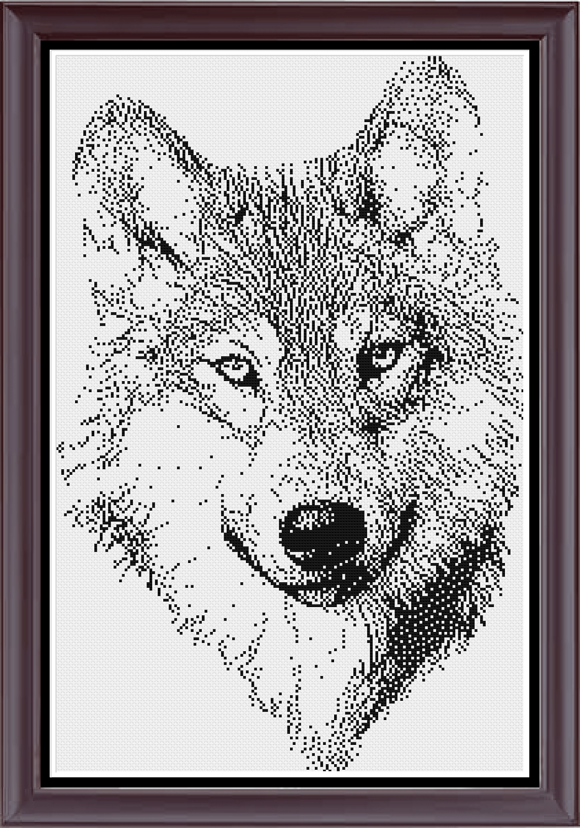 Stitching Jules Design Cross Stitch Pattern Wolf Monochromatic Cross Stitch Digital Downloadable Pattern