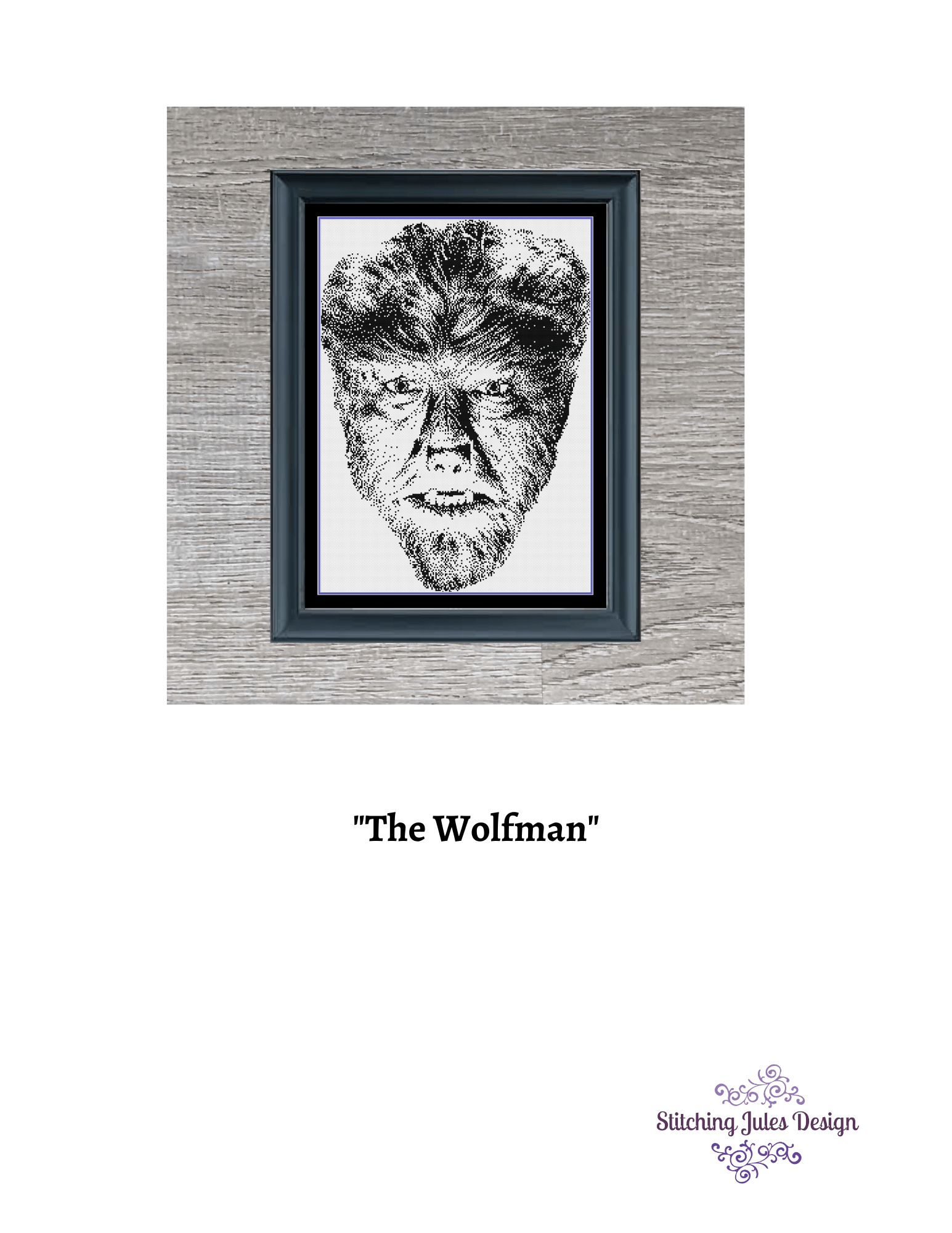 Stitching Jules Design Cross Stitch Pattern Wolfman Halloween Classic Horror Movie Cross Stitch Pattern Instant PDF Download