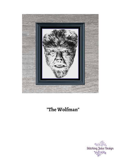 Stitching Jules Design Cross Stitch Pattern Wolfman Halloween Classic Horror Movie Cross Stitch Pattern Instant PDF Download