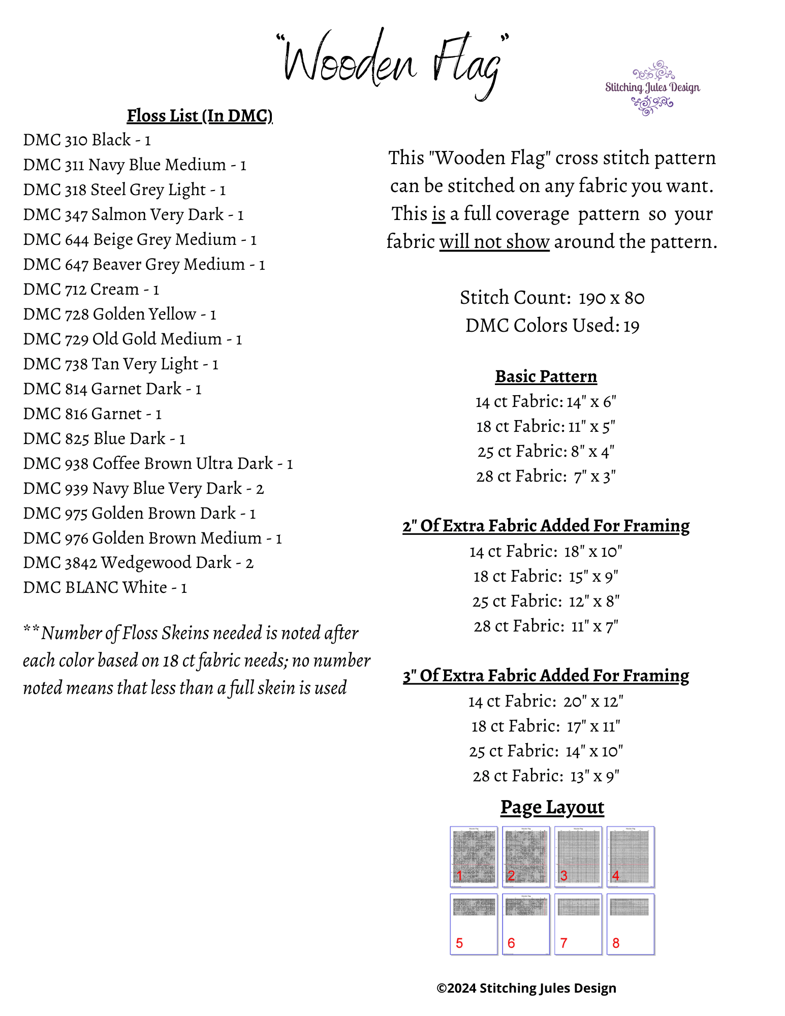 Stitching Jules Design Cross Stitch Pattern Wooden American Flag Counted Cross Stitch Pattern | Instant Download PDF