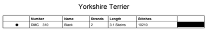 Stitching Jules Design Cross Stitch Pattern Yorkshire Terrier Monochrome