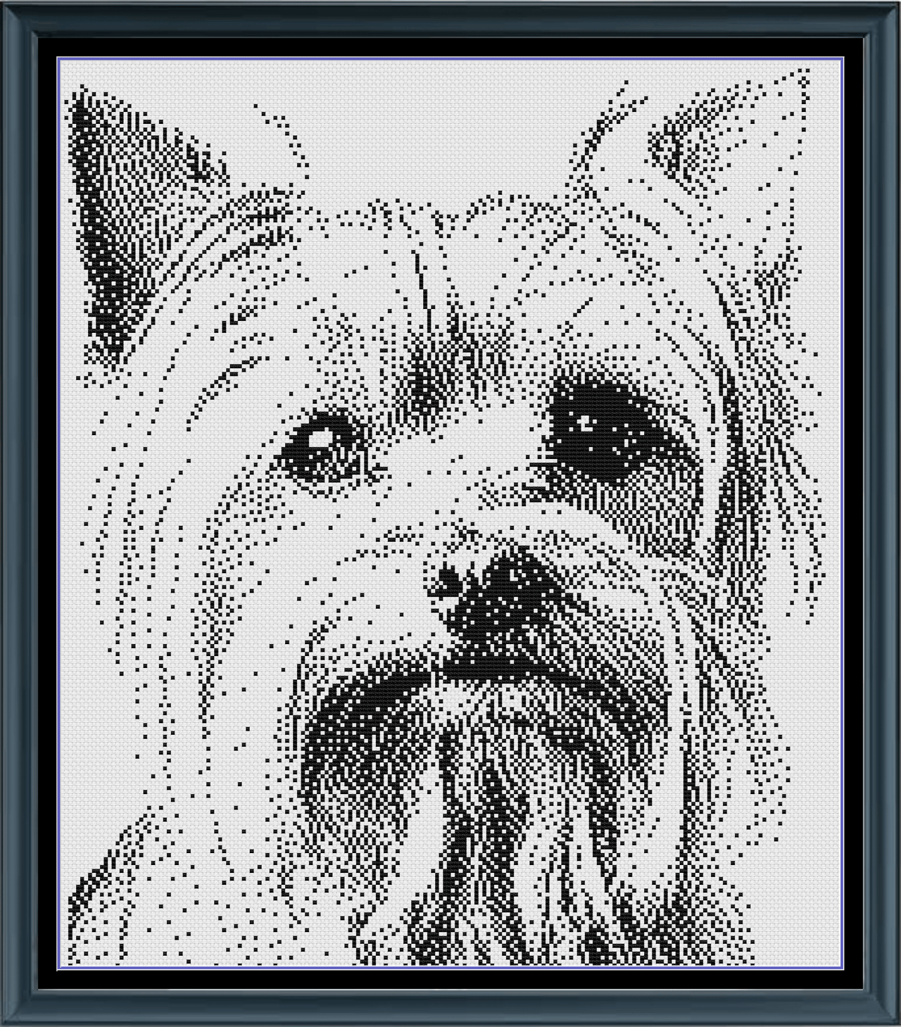 Stitching Jules Design Cross Stitch Pattern Yorkshire Terrier Monochrome