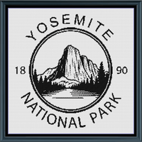 Thumbnail for Stitching Jules Design Cross Stitch Pattern Yosemite National Park California Nature Monochrome Counted Cross Stitch Pattern Digital Download