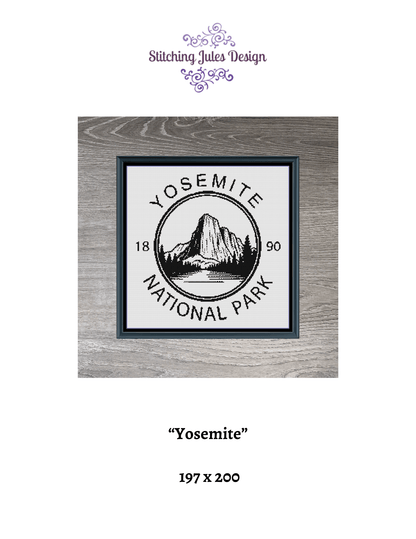 Stitching Jules Design Cross Stitch Pattern Yosemite National Park California Nature Monochrome Counted Cross Stitch Pattern Digital Download