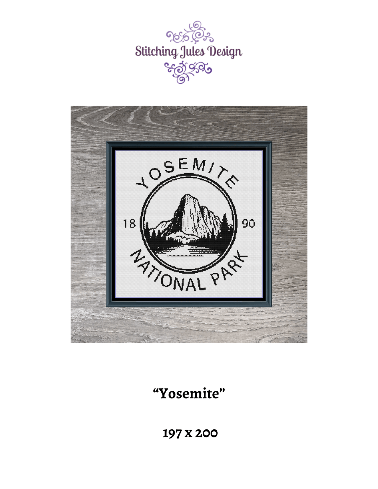 Stitching Jules Design Cross Stitch Pattern Yosemite National Park California Nature Monochrome Counted Cross Stitch Pattern Digital Download
