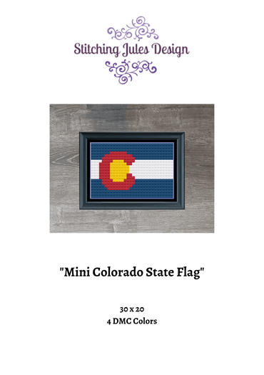 Stitching Jules Design Mini Colorado State Flag Cross Stitch Pattern Instant PDF Download