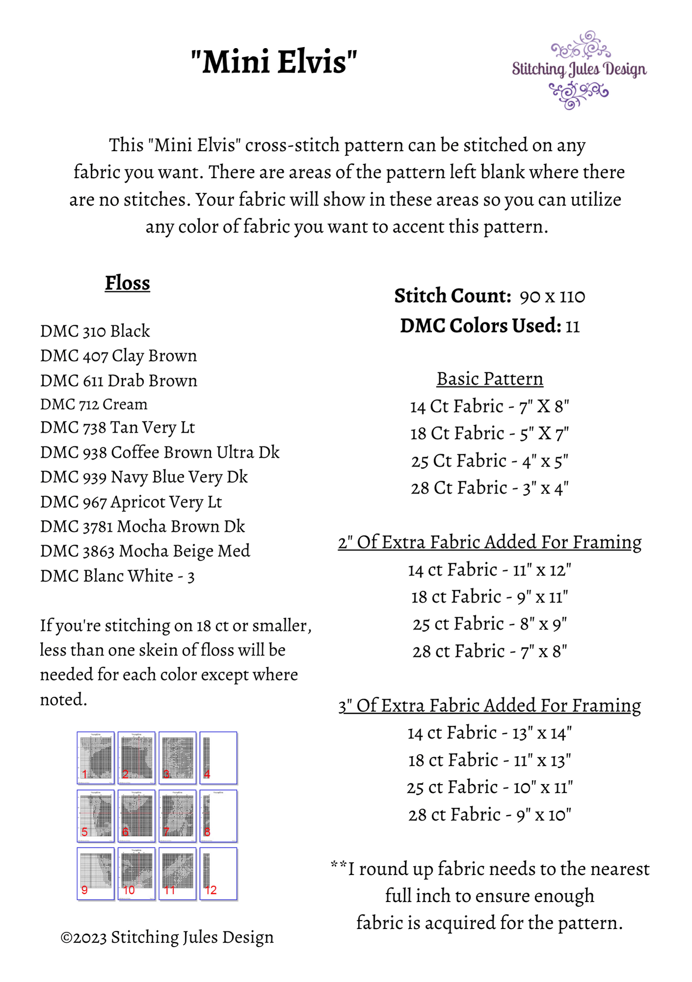 Stitching Jules Design Needlecraft Pattern Elvis Presley Cross-Stitch Pattern Instant PDF Download