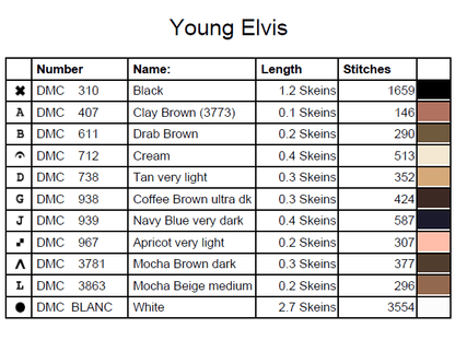 Stitching Jules Design Needlecraft Pattern Elvis Presley Cross-Stitch Pattern Instant PDF Download