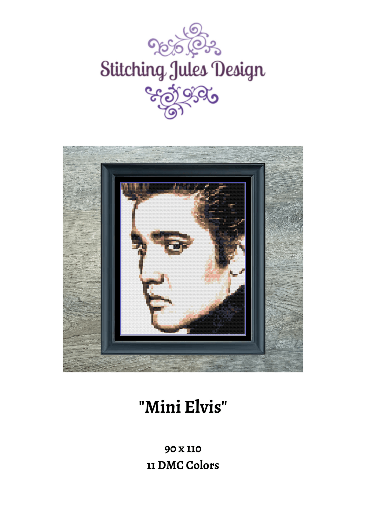 Stitching Jules Design Needlecraft Pattern Elvis Presley Cross-Stitch Pattern Instant PDF Download