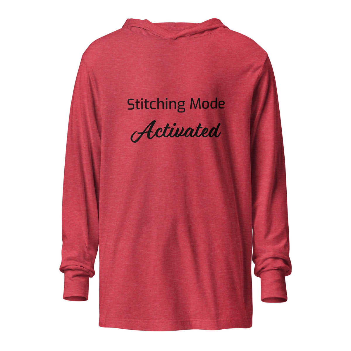 Stitching Jules Design Heather Red / XS Stitching Mode Activated Long Sleeved Hoodie Tshirt