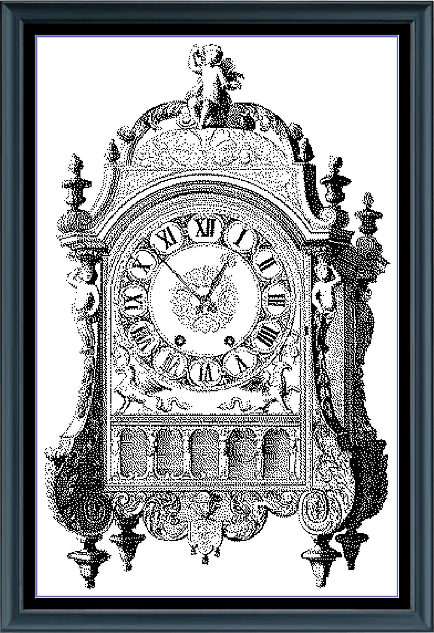 Stitching Jules Design Vintage Clock Time Piece Monochrome Blackwork Counted Cross Stitch Pattern Digital Download