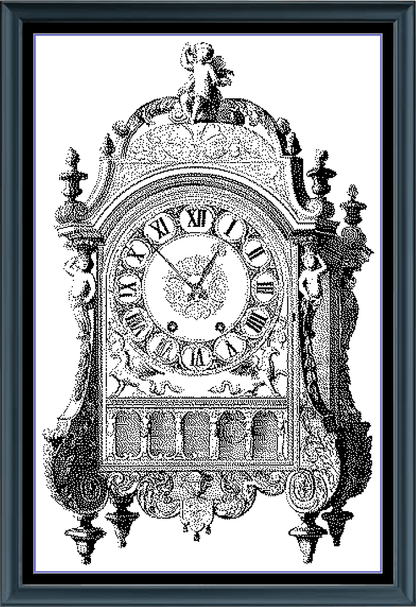 Stitching Jules Design Vintage Clock Time Piece Monochrome Blackwork Counted Cross Stitch Pattern Digital Download