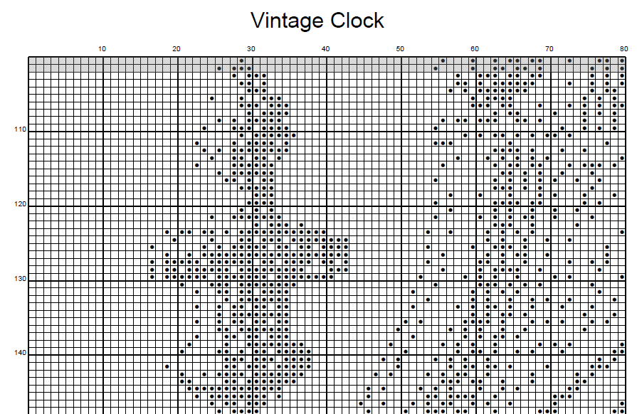 Stitching Jules Design Vintage Clock Time Piece Monochrome Blackwork Counted Cross Stitch Pattern Digital Download