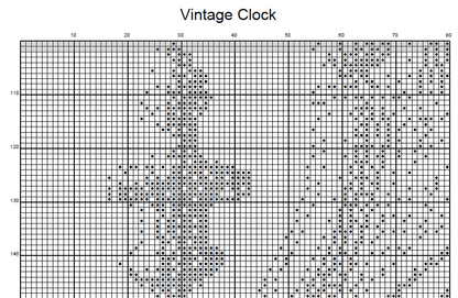 Stitching Jules Design Vintage Clock Time Piece Monochrome Blackwork Counted Cross Stitch Pattern Digital Download