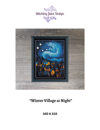 Thumbnail for Winter Village Starry Night Van Gogh Counted Cross Stitch Pattern | Full Coverage | Instant Download PDF